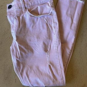Express skinny light wash pink jeans